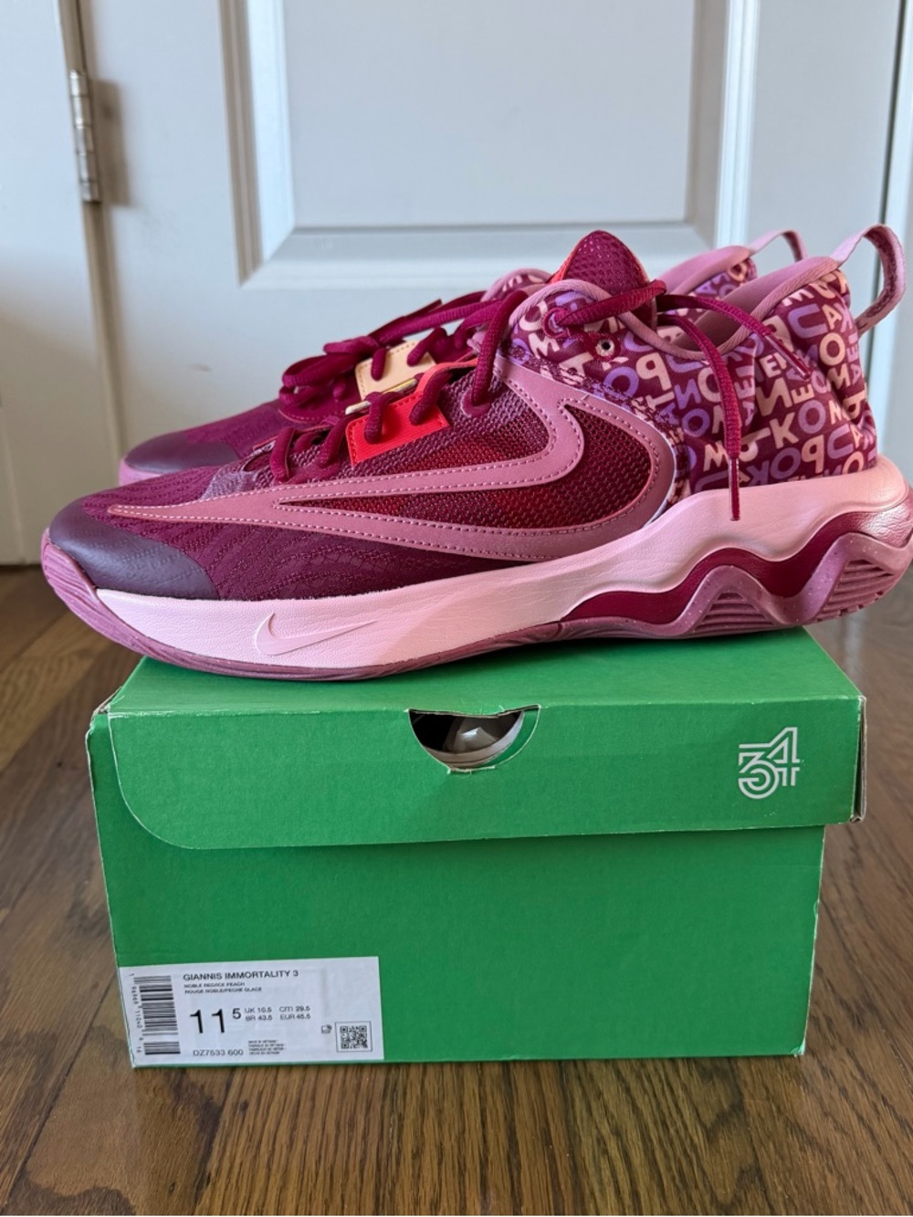 Nike Giannis Immortality 3 Men’s in Noble Red/Ice Peach Size 11.5